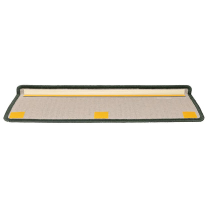 Tappetini per scale 15 pz 65x21x4 cm Verde scuro con bordo rettangolare