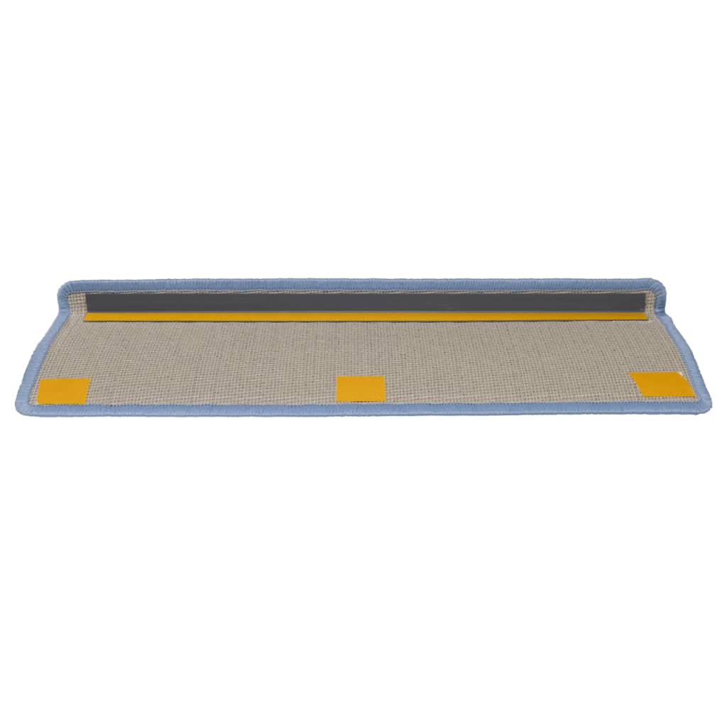 Tappetini per scale 15 pz 65x21x4 cm Blu mare con bordo rettangolare