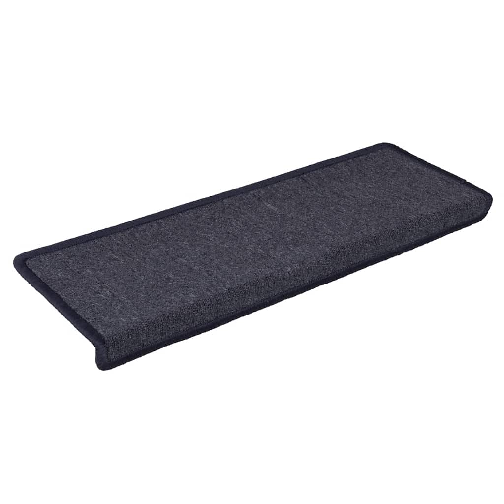 Tappetini per scale 15 pz 65x21x4 cm Grigio scuro e blu con bordo rettangolare