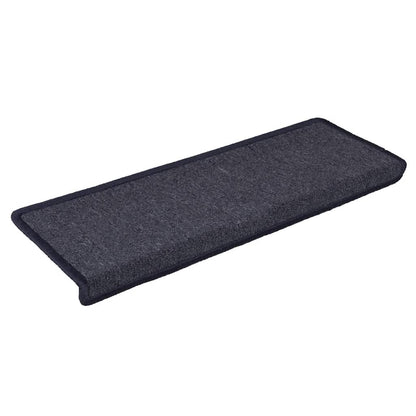 Tappetini per scale 15 pz 65x21x4 cm Grigio scuro e blu con bordo rettangolare