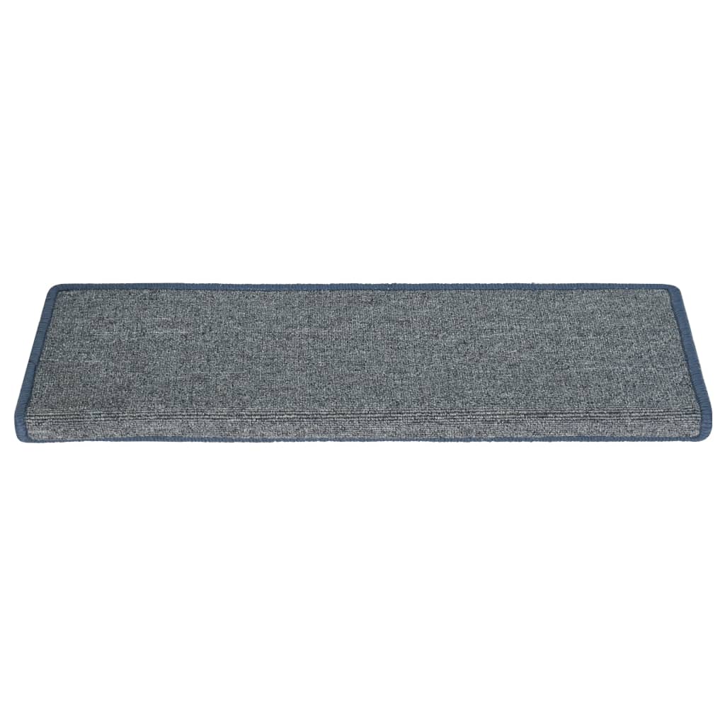 Tappetini per scale 15 pz 65x21x4 cm Grigio chiaro e blu con bordo rettangolare