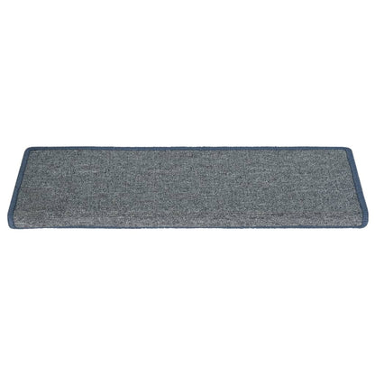 Tappetini per scale 15 pz 65x21x4 cm Grigio chiaro e blu con bordo rettangolare
