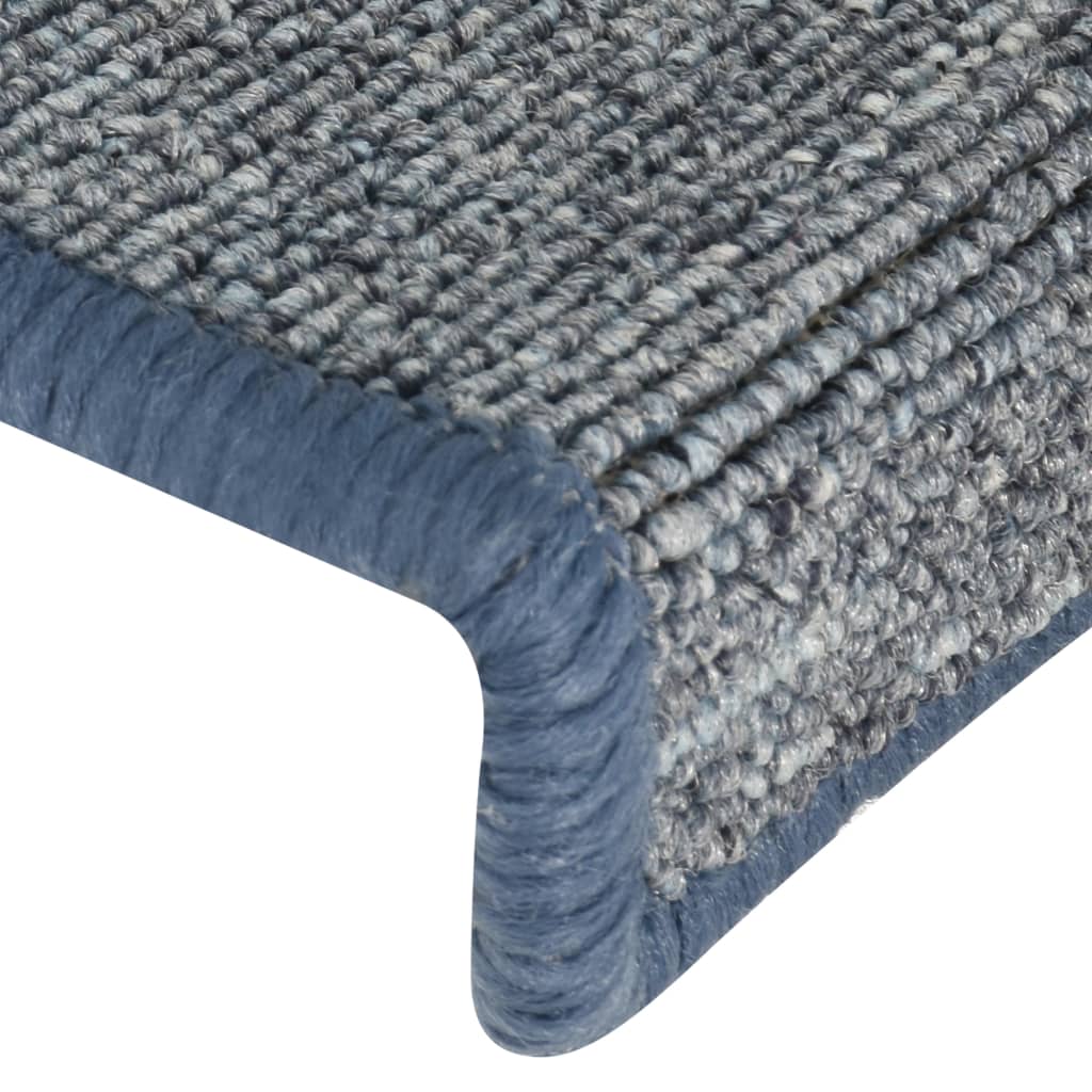 Tappetini per scale 15 pz 65x21x4 cm Grigio chiaro e blu con bordo rettangolare