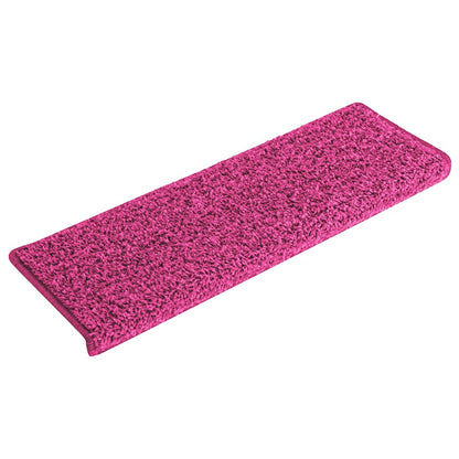 Tappetini per scale 15 pz 65x21x4 cm Rosa Bordo rettangolare
