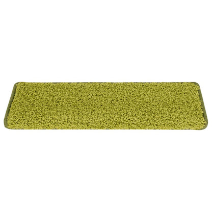 Tappetini per scale 15 pz 65x21x4 cm Verde Bordo rettangolare