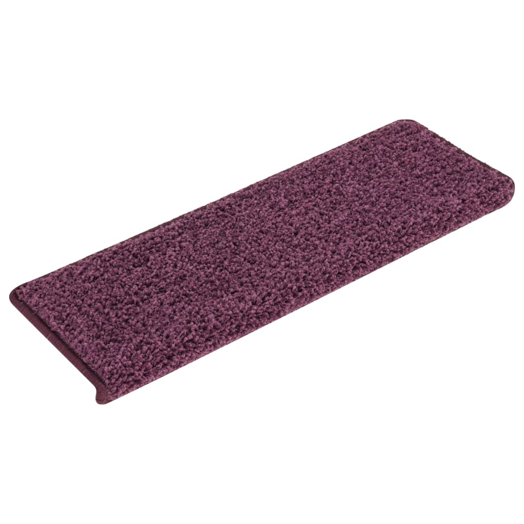Tappetini per scale 15 pz 65x21x4 cm Viola scuro con bordo rettangolare