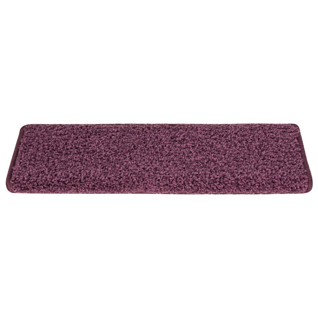 Tappetini per scale 15 pz 65x21x4 cm Viola scuro con bordo rettangolare