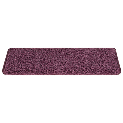 Tappetini per scale 15 pz 65x21x4 cm Viola scuro con bordo rettangolare