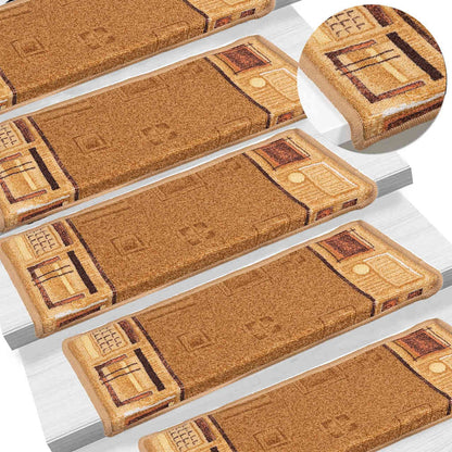 Tappetini Autoadesivi per Scale 15 pz 65x21x4 cm Beige