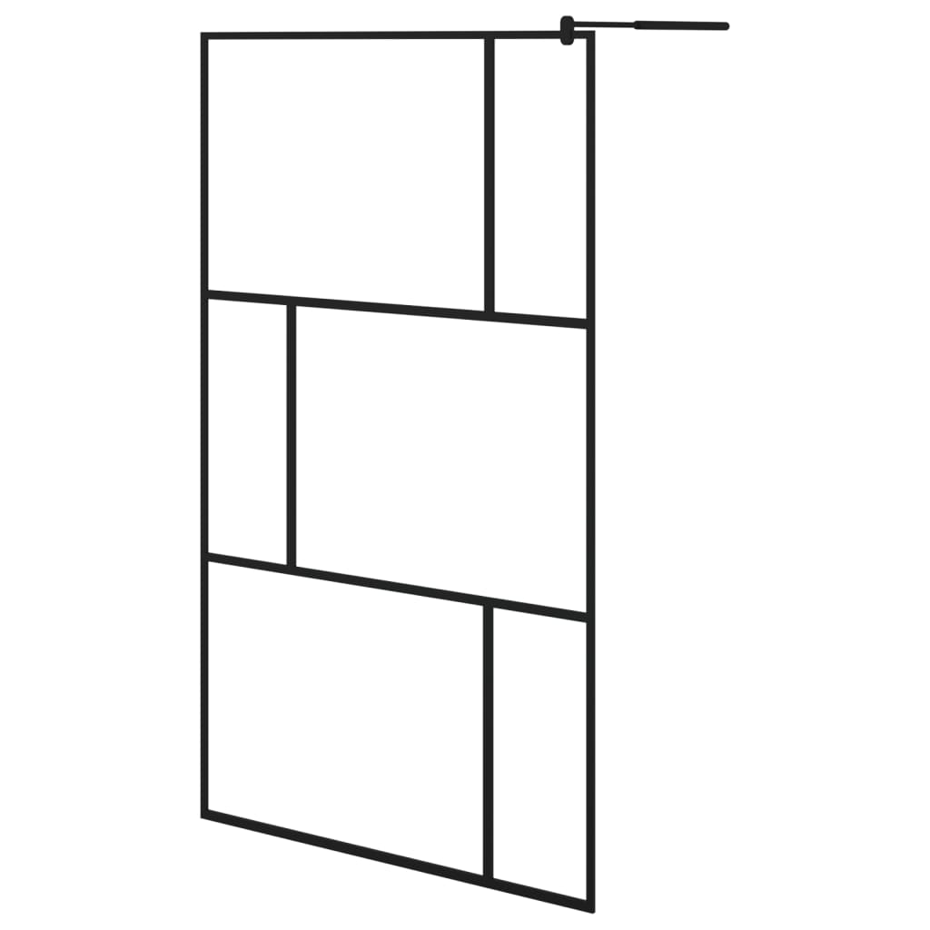 Parete per Doccia Walk-in in Vetro Temperato Nera 115x195 cm