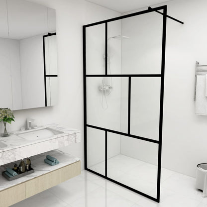 Parete per Doccia Walk-in in Vetro Temperato Nera 115x195 cm