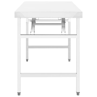 Tavolo da Lavoro Cucina Pieghevole 100x60x80 cm in Acciaio Inox