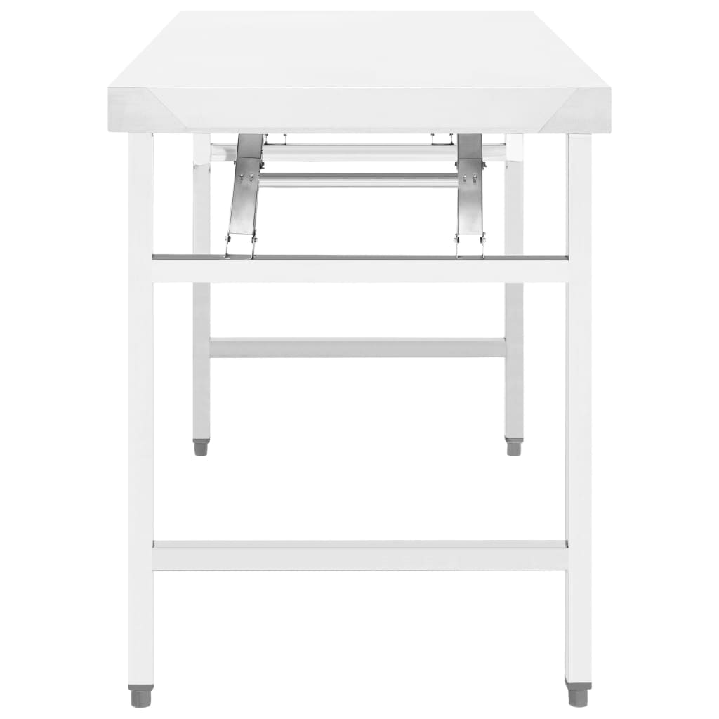 Tavolo da Lavoro Cucina Pieghevole 120x60x80 cm in Acciaio Inox