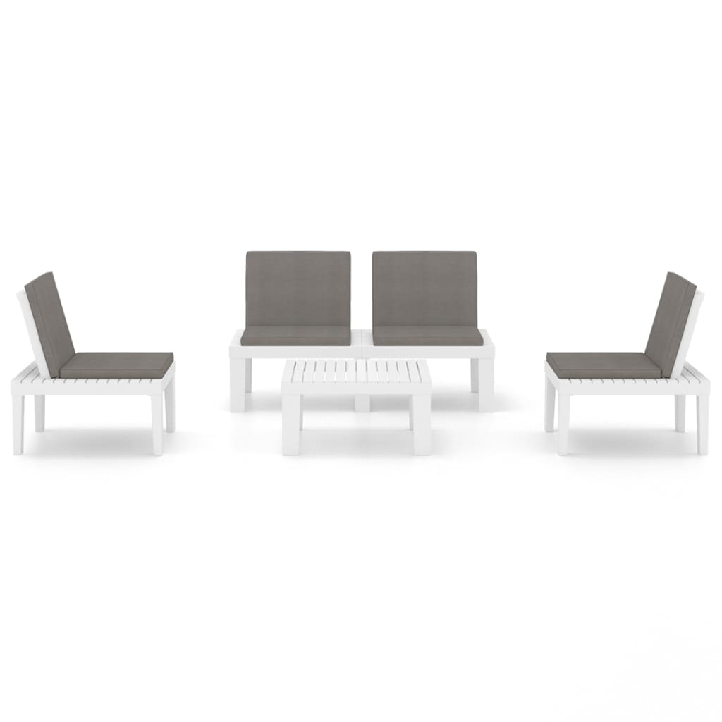 Set Divani da Giardino con Cuscini 4 pz in Plastica Bianco