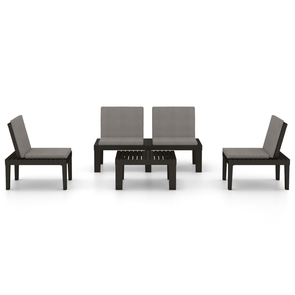 Set Divani da Giardino con Cuscini 4 pz in Plastica Grigio