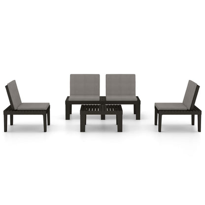 Set Divani da Giardino con Cuscini 4 pz in Plastica Grigio