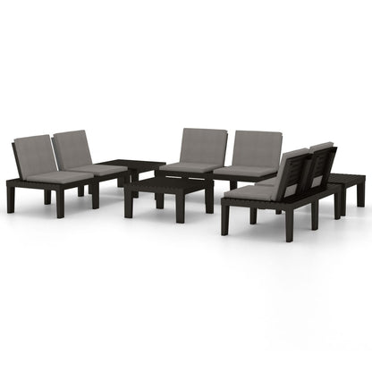 Set Divani da Giardino con Cuscini 6 pz in Plastica Grigio