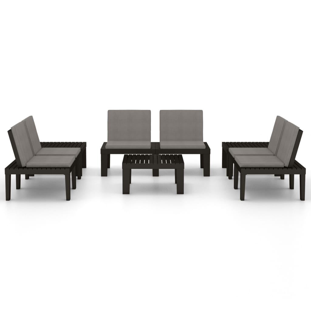 Set Divani da Giardino con Cuscini 6 pz in Plastica Grigio