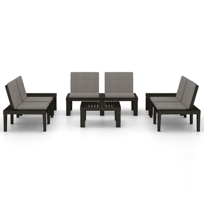 Set Divani da Giardino con Cuscini 6 pz in Plastica Grigio