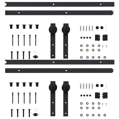 Kit di Binari per Porte Scorrevoli 2 pz 183 cm Acciaio Nero