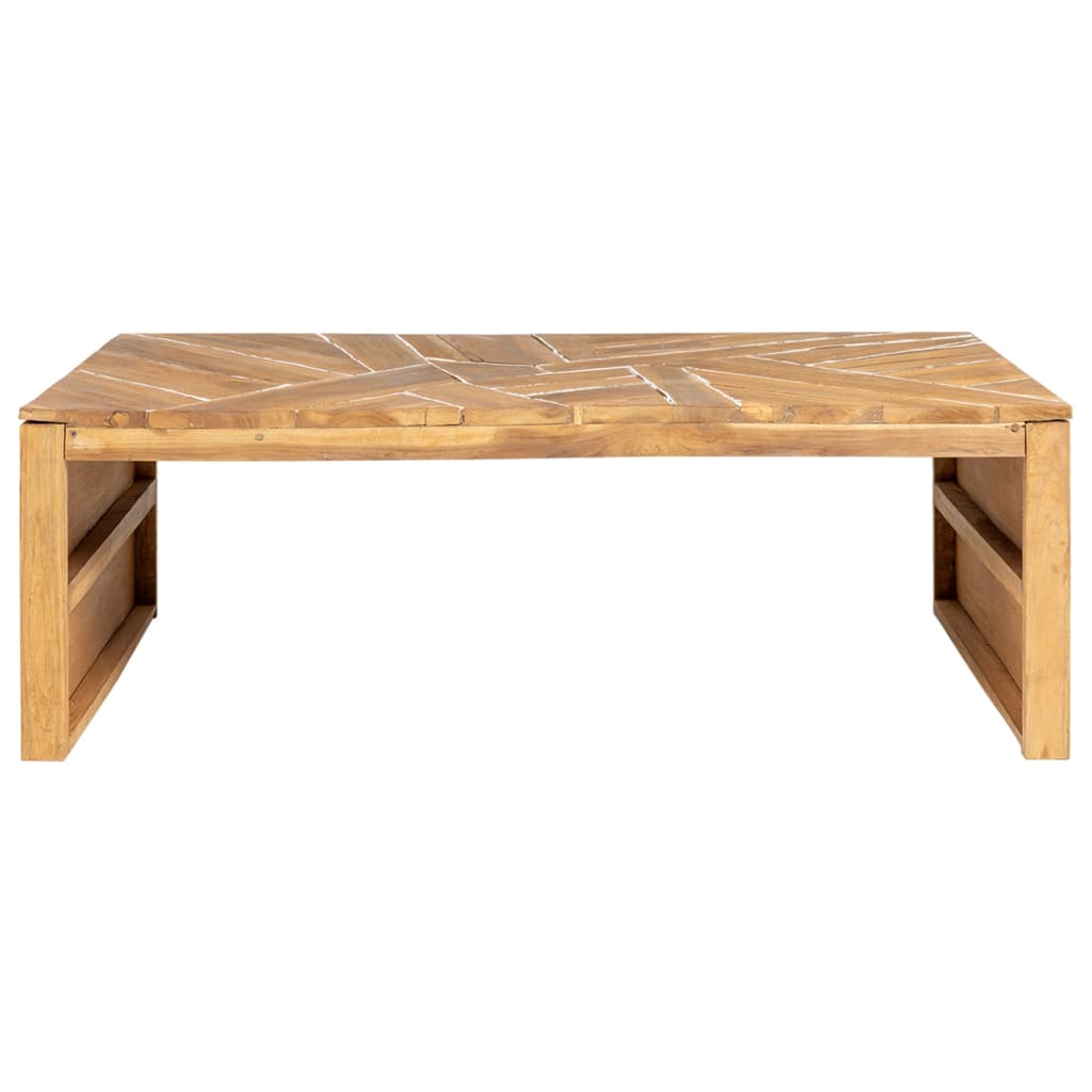 Tavolino da Salotto Massello di Teak Stile Erosione 110x35x38cm