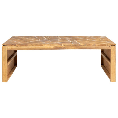 Tavolino da Salotto Massello di Teak Stile Erosione 110x35x38cm