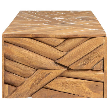 Tavolino da Salotto Massello di Teak Stile Erosione 110x35x38cm