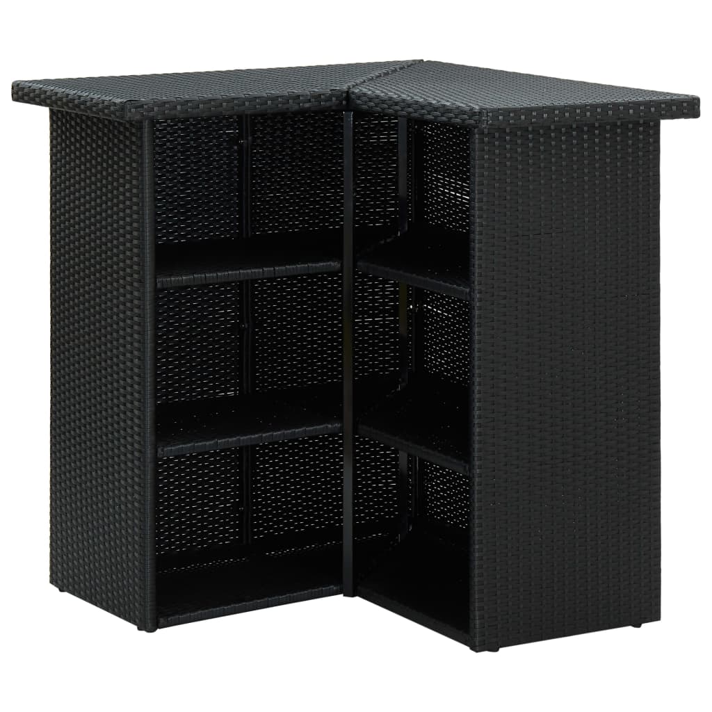 Set da Bar da Giardino 4 pz con Cuscini in Polyrattan Nero