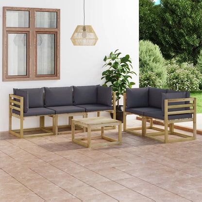 Set Salotto da Giardino 6 pz con Cuscini Antracite