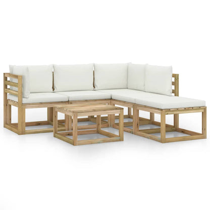Set Salotto da Giardino 6 pz con Cuscini Crema