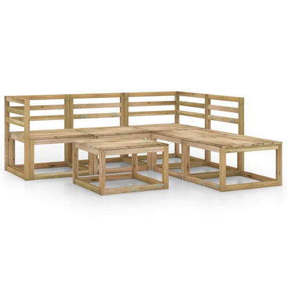 Set Salotto da Giardino 6 pz in Legno di Pino Impregnato Verde