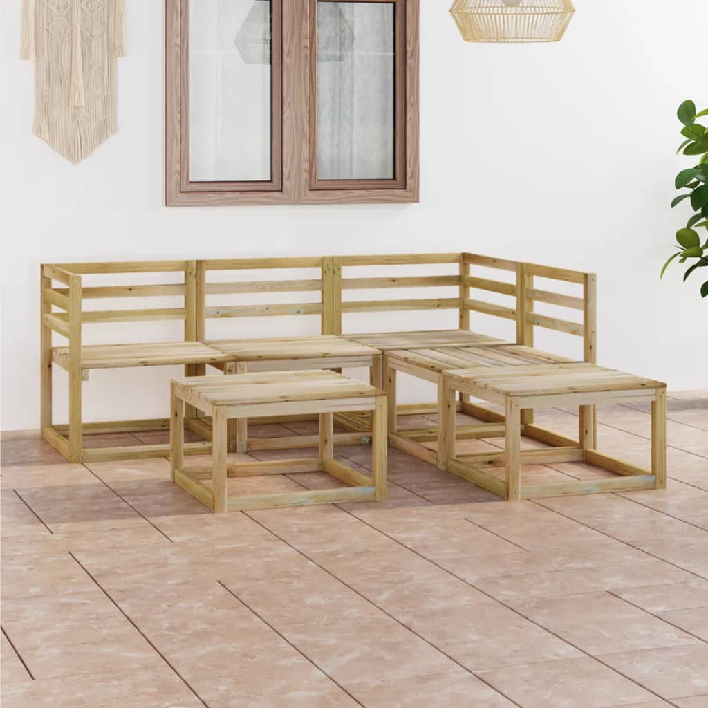 Set Salotto da Giardino 6 pz in Legno di Pino Impregnato Verde