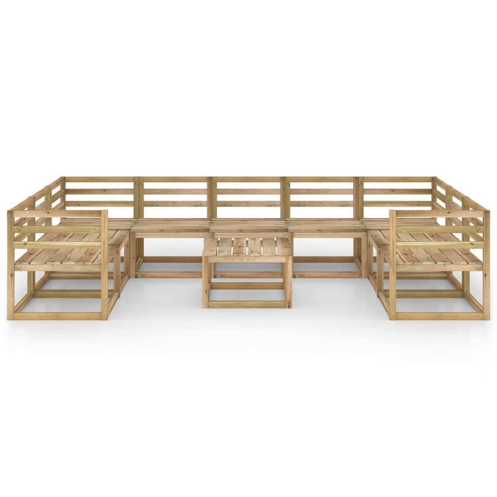 Set Divani da Giardino 10 pz in Legno di Pino Impregnato Verde