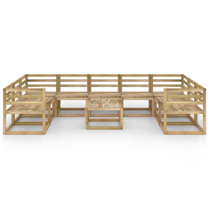 Set Divani da Giardino 10 pz in Legno di Pino Impregnato Verde