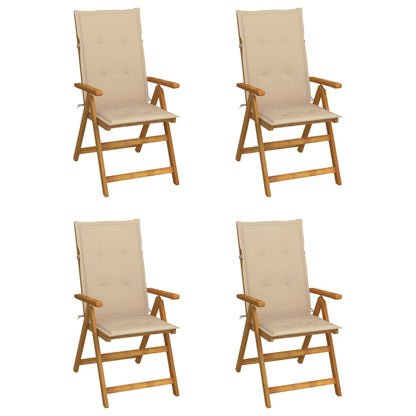 Sedie da Giardino Reclinabili 4 pz con Cuscini Massello Acacia