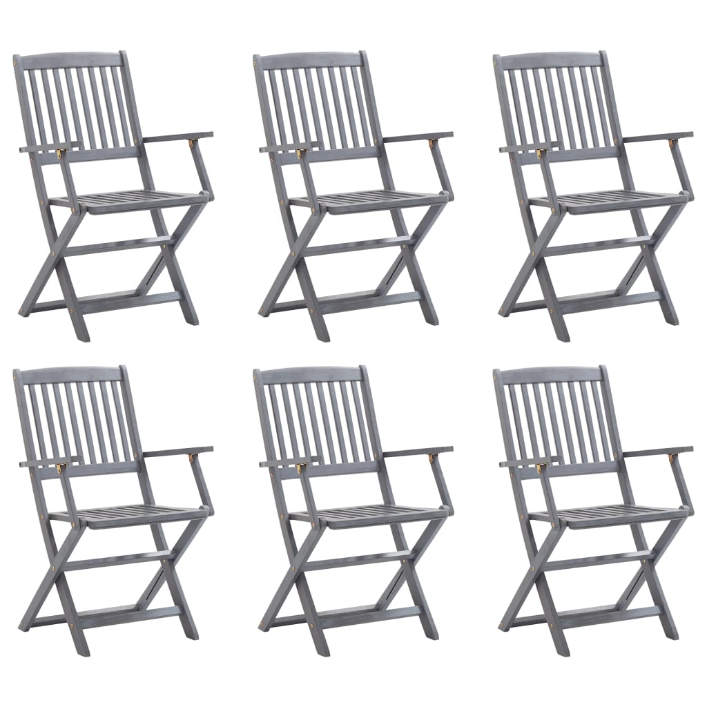 Sedie da Giardino Pieghevoli 6 pz in Legno Massello d'Acacia