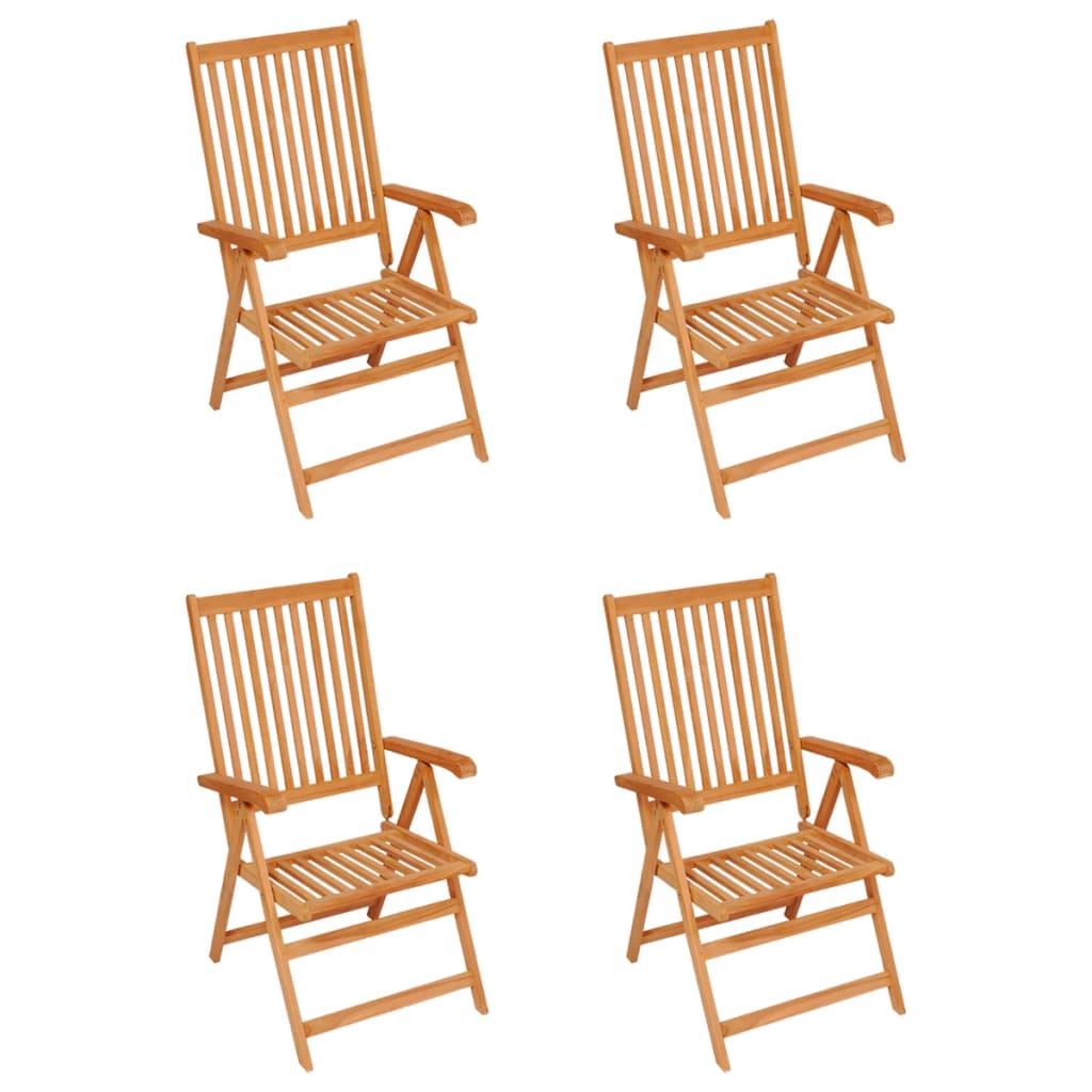 Sedie Giardino 4 pz con Cuscini Grigi in Massello di Teak