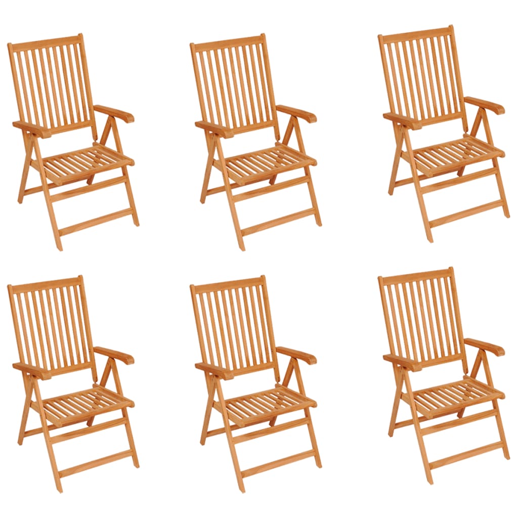 Sedie da Giardino 6 pz e Cuscini Verde Brillante Massello Teak