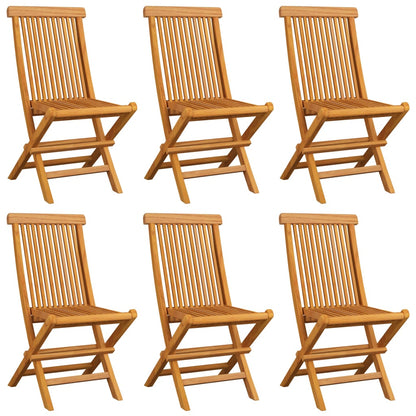 Sedie da Giardino con Cuscini Azzurri 6 pz in Massello di Teak