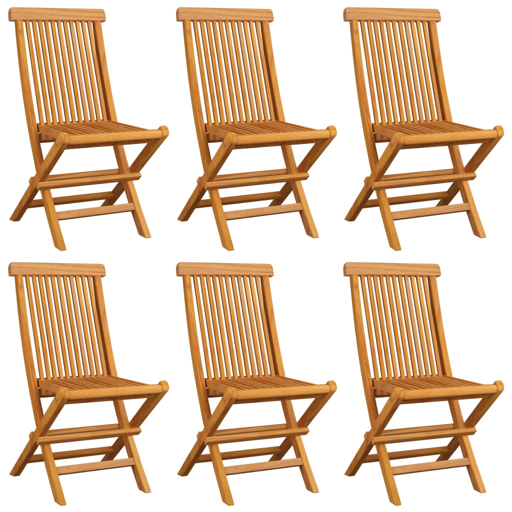 Sedie da Giardino Cuscini Verde Brillante 6 pz Massello di Teak