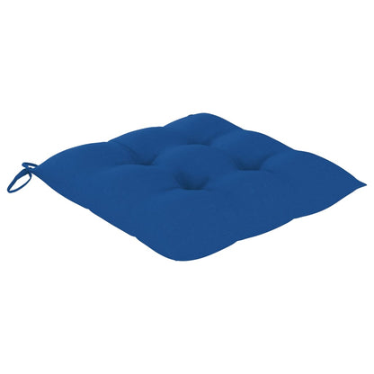 Sedie da Giardino con Cuscini Blu 4 pz Legno Massello di Teak