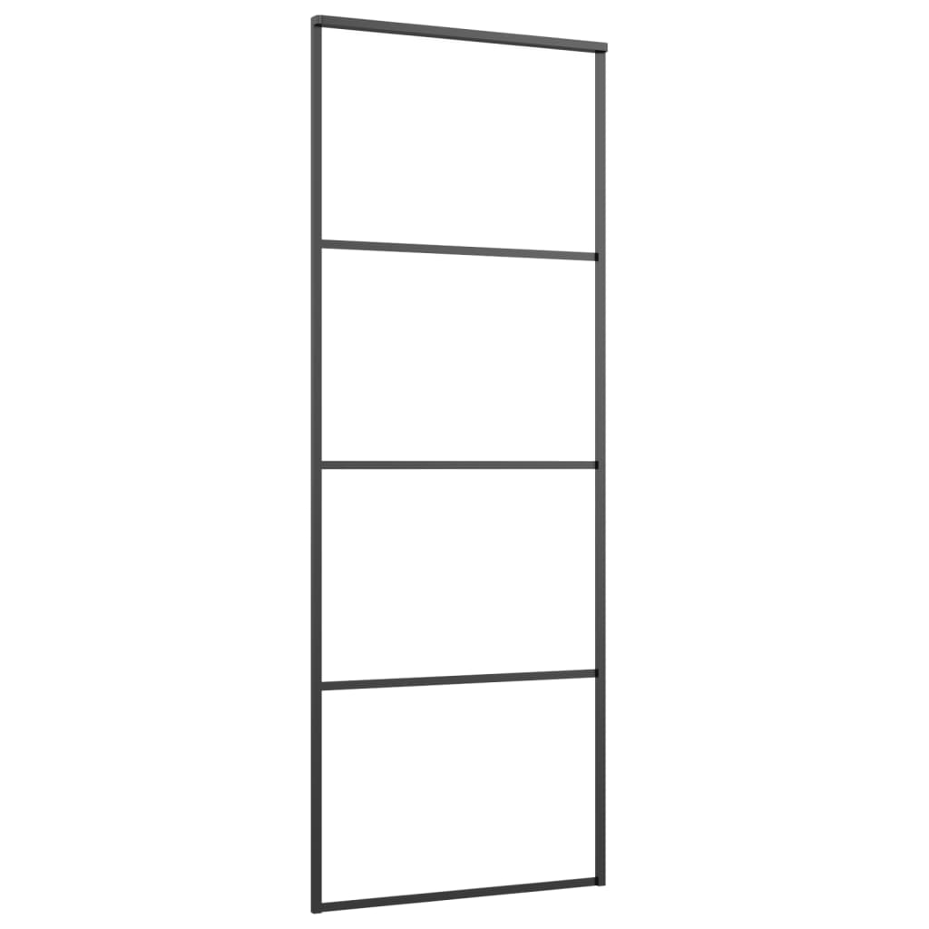 Porta Scorrevole in Alluminio e Vetro ESG 76x205 cm Nera