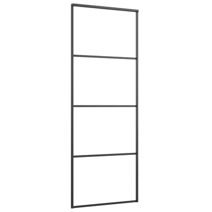 Porta Scorrevole in Alluminio e Vetro ESG 76x205 cm Nera