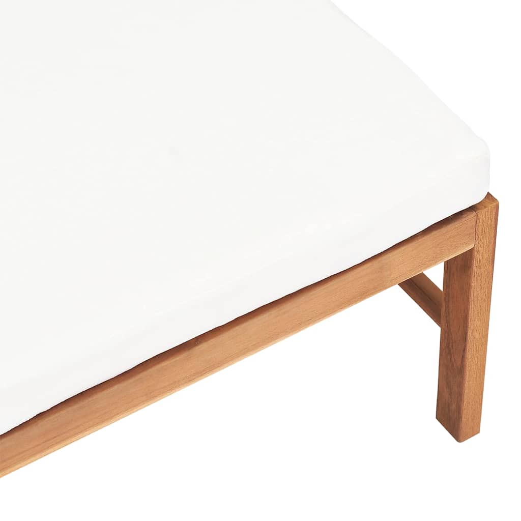 Poggiapiedi con Cuscino Crema in Legno Massello di Teak