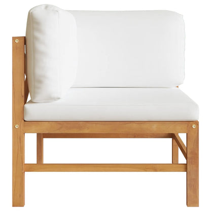 Set Divani Giardino 2 pz Cuscini Crema in Legno di Teak