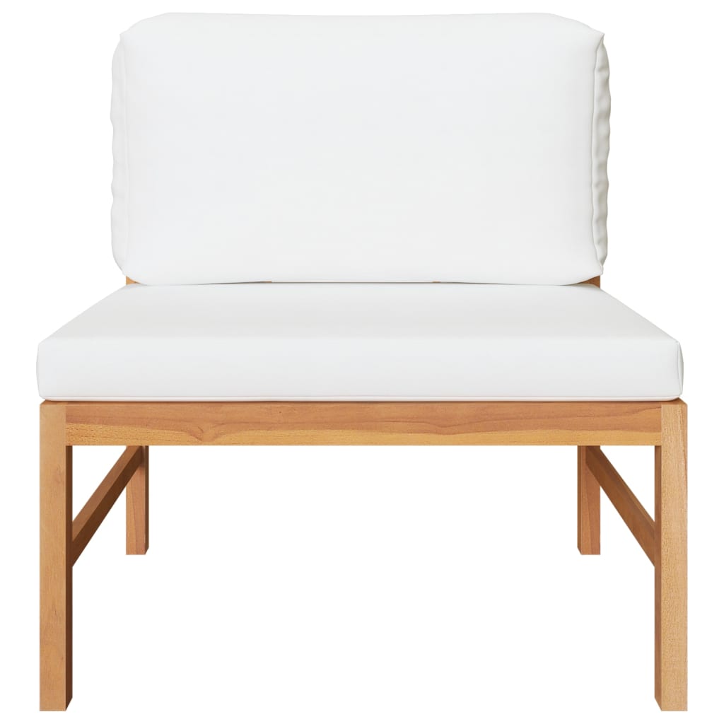Set Divani Giardino 2 pz Cuscini Crema in Legno di Teak