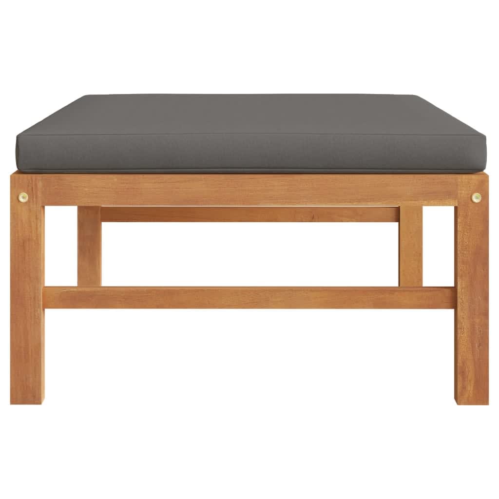 Poggiapiedi con Cuscino Grigio Scuro in Legno Massello di Teak