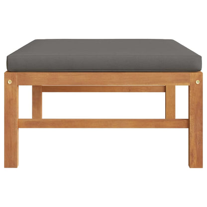 Poggiapiedi con Cuscino Grigio Scuro in Legno Massello di Teak
