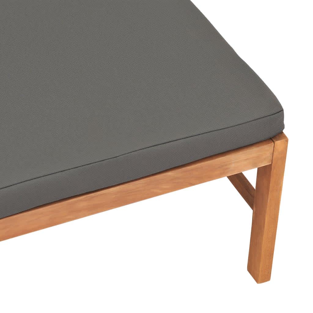 Poggiapiedi con Cuscino Grigio Scuro in Legno Massello di Teak