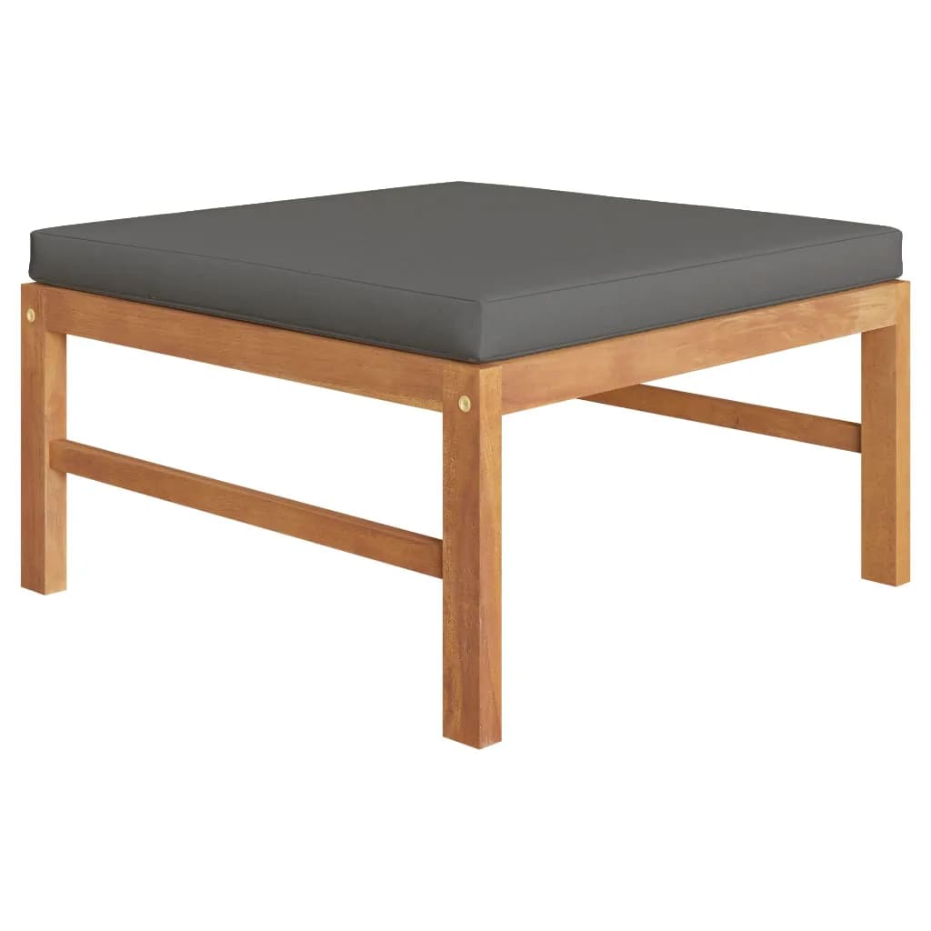 Set Divani Giardino 3 pz Cuscini Grigio Scuro in Legno di Teak
